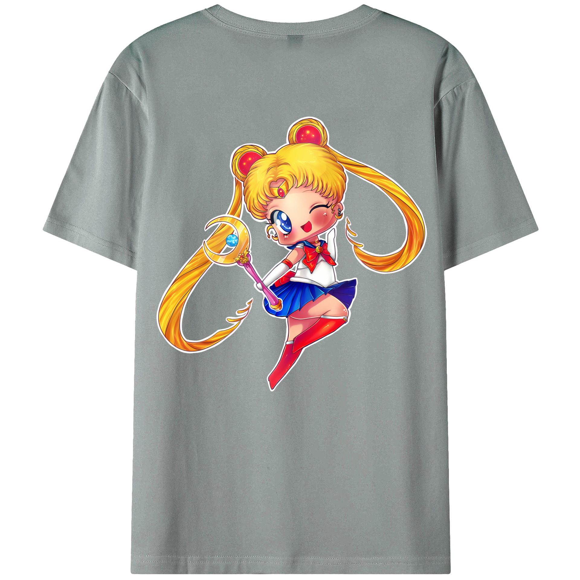 （画像用） 美少女戦士セーラームーン 月野 うさぎ つきの うさぎ Sailor Moon Tsukino Usagi 綿100％ メンズ半袖Tシャツ（バックプリント） 通気性